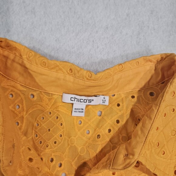 Chico’s Eyelet Pineapple Button Down Top Size 4, US size 20 - Picture 8 of 13